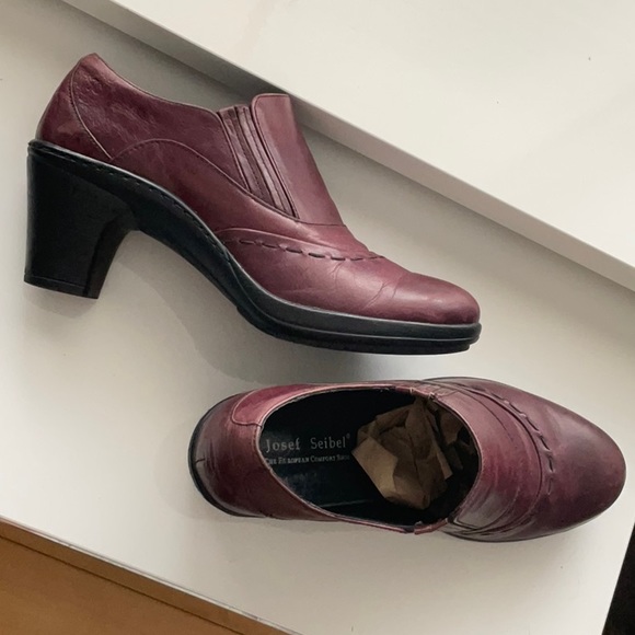 Josef Siebel leather burgundy heeled ankle boots. Perfect, sz 38 - Picture 1 of 7